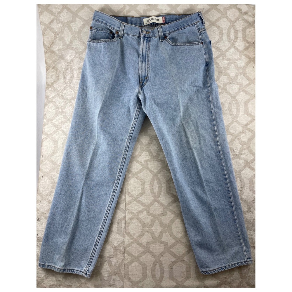 Levi's 550 Relaxed Fit Mens 38x30 Light Wash Blue Jeans Cotton Denim Tapered Leg